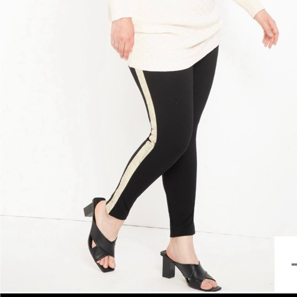 Eloquii Miracle Flawless Leggings with Sequin Side Stripe - Plus Size 24